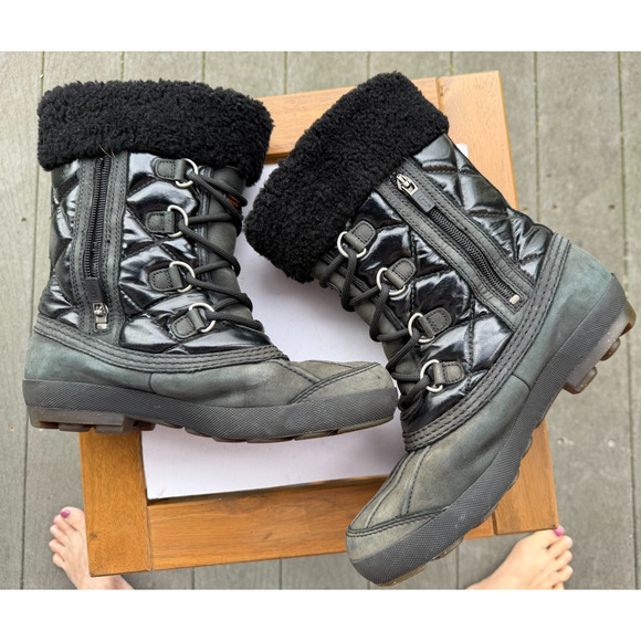 Ugg Australia Newberry Side Zip Waterproof Insulated Black gray Boots Women's 8 - Picture 9 of 13